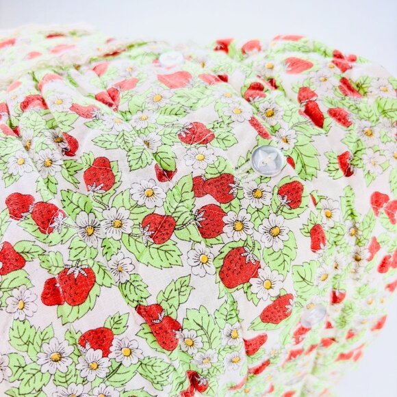 Vintage Girls Novelty Strawberry Fruit Print Quilted Dressing Gown Robe 6 - 8 - Picture 9 of 10